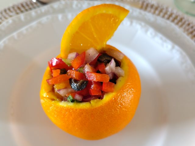 Sjiek kliekje: gevulde sinaasappel